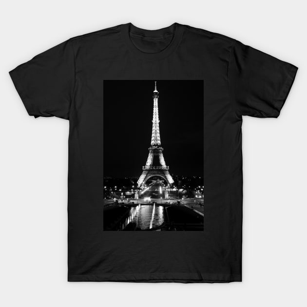 Eiffel Tower Paris at night black and white T-Shirt by SafariByMarisa